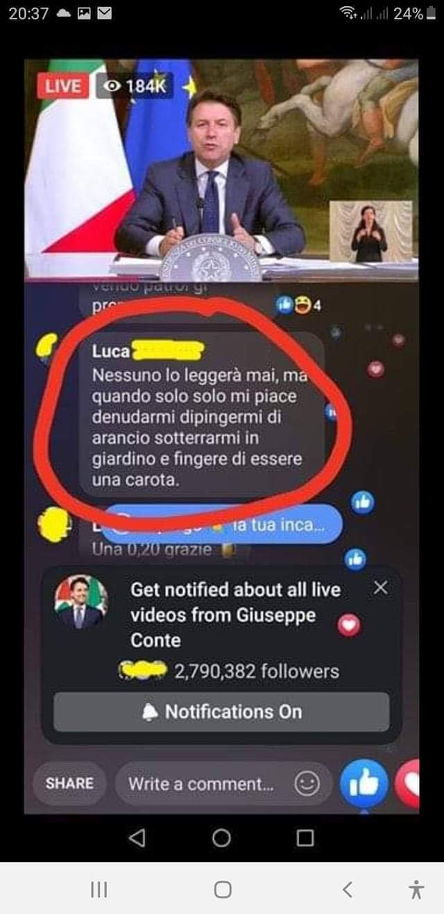 Diretta live FB Conte